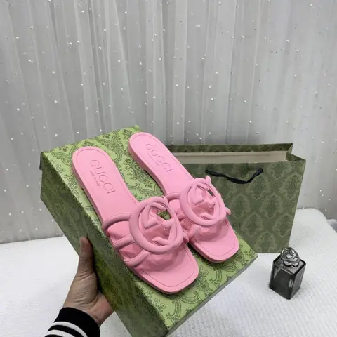 Gucci Interlocking G Slides Pink With Original Box CarryBag 1892 Pink