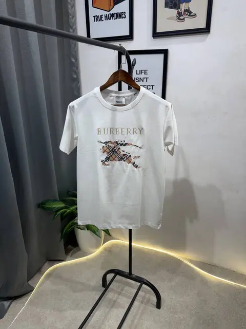 Burberry embroidery logo imported round neck tshirt white
