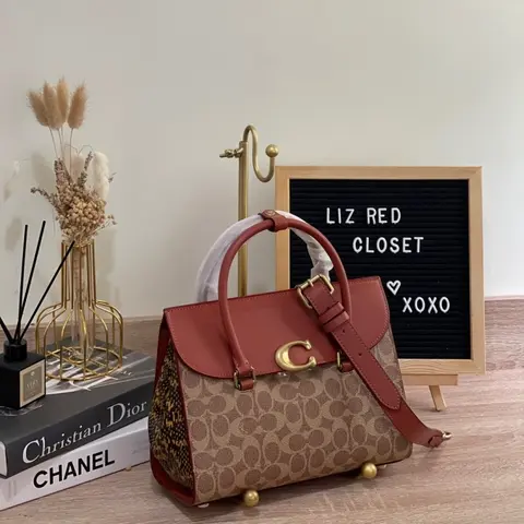 Coach Broome Carryall Top Handle Shoulder Bag With OG Box & Dust Bag (Tan Brown-1009)