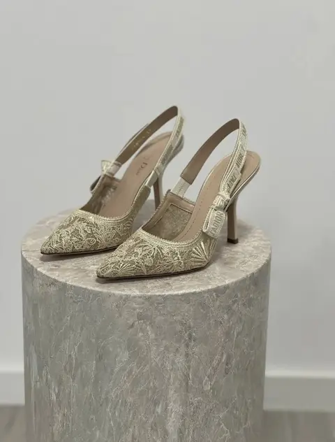 Dior Jadiyor Slingback Heels Pumps Gold For Her With Original Box And Carry Bag