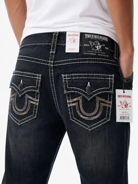 True Religion Straight fit Premium Imported Stretchable Lycra Fabric Denim with Back Pocket Embroidered Design 4176