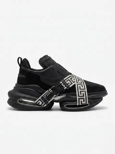 Balmain B BOLD BLACK MONOGRAM STRAP SNEAKERS