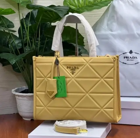 Prada Leather Symbole Tote Bag With OG Box & Dust Bag (Yellow-895)
