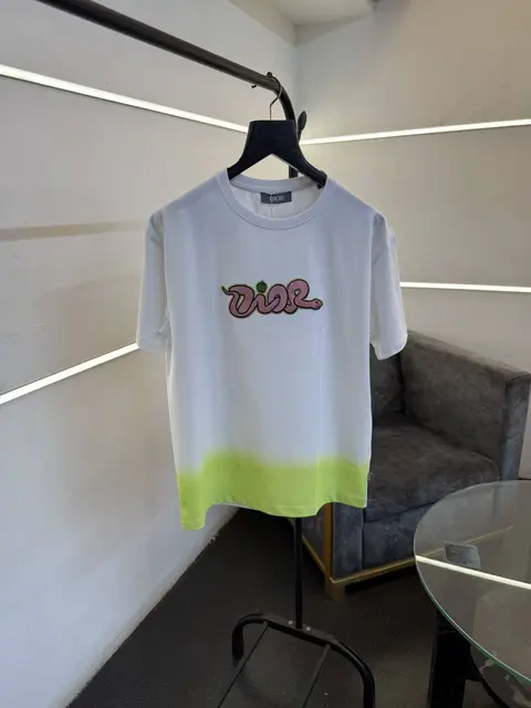 Dior Turkish imported drop shoulder over size imported round neck tshirt with patch logo white sale
