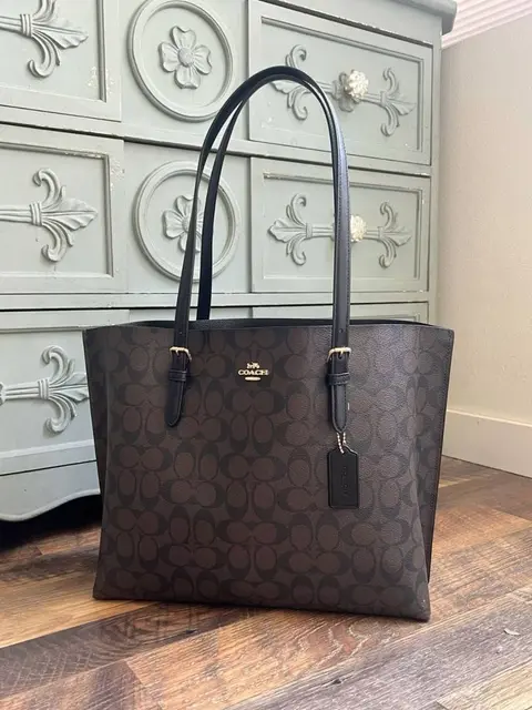 Coach Mollie Tote Coffee-Black With DustCover