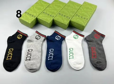 8 Guchi Premium Cotton Socks 5 Pairs With Og Box
