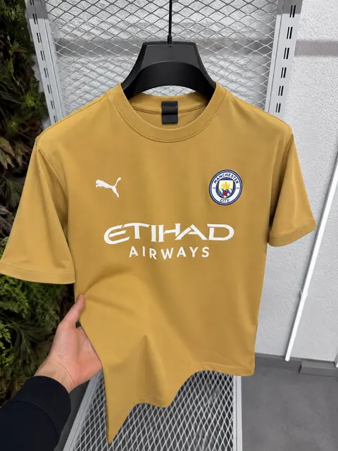 Pum Mancity Logo Round Neck T shirt Beige