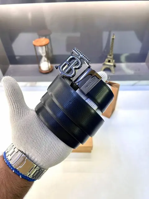 Burberry Glossy Black Reversible Belt Fa 1000