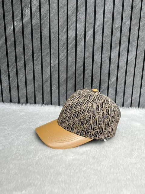 Dior All Brown Monogram Premium Small Side Logo Leather Unisex Cap With Safety Box
