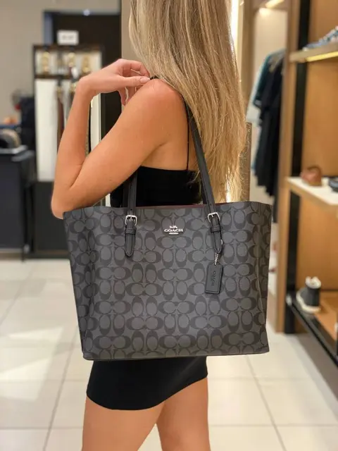 Coach Mollie Tote Black-Black With DustCover