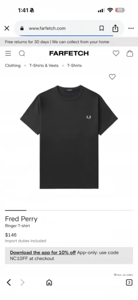 Fred Perry Black Round Neck Tshirt