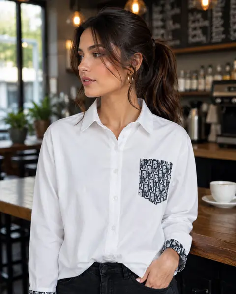 Dio Back Print Shirt White S110-W