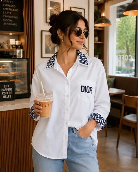Dio Collor Logo Shirt White S113-W