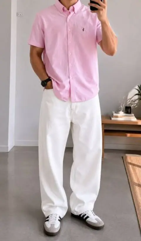 Ralph Lauren Chest Logo Half Sleeves Shirt Baby Pink
