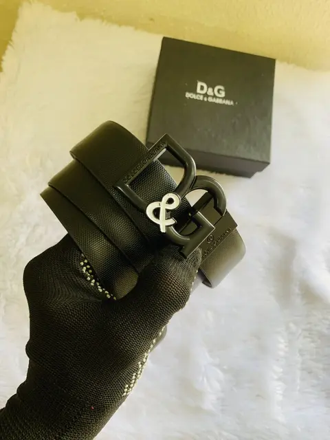 14 D&G DOLCHE GABANA MATTE BLACK PREMIUM QUALITY BELT WITH BOX