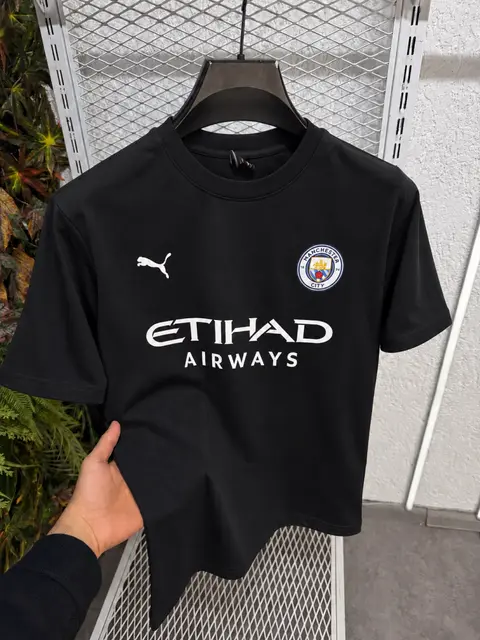 Pum Mancity Logo Round Neck T shirt Black