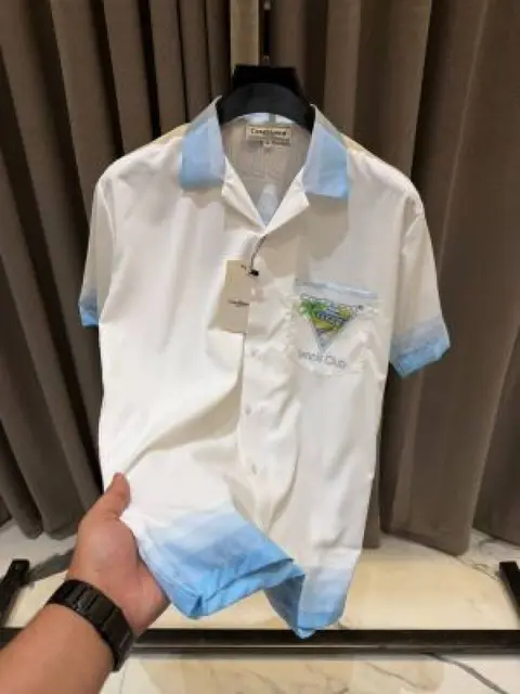 Casablanca Japanese Lycra Half Sleeves Shirt Blue