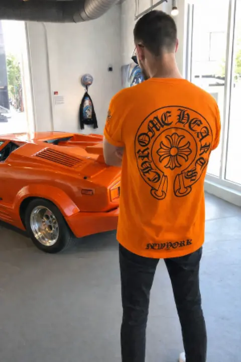 No return Chorme heart Imported Orange Tshirt
