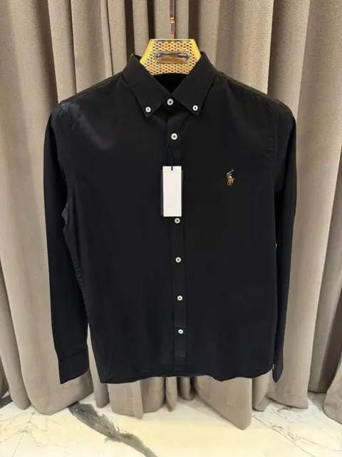 Ralph Lauren Chest Logo Full Sleeves Shirt Black
