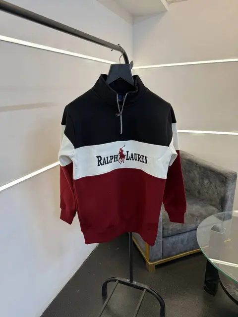 Ralph lauren imported half zip sweatshirt black red