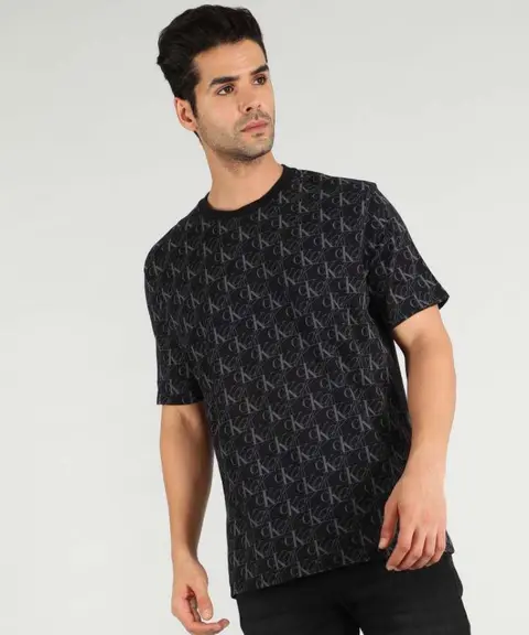 Calvin kline monogram imported round neck tshirt black sale