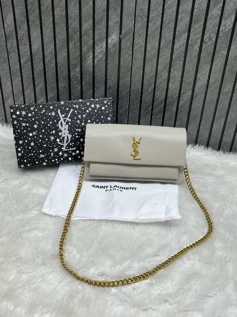 Ysl Sunset Grey-Gold Small Shoulder Bag With Original Box & Dust Cover