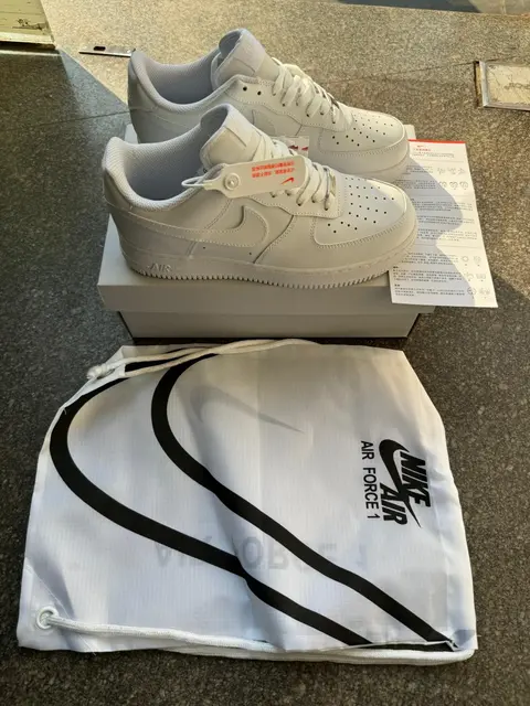 .Nikke airforce 1 white pure leather heavy quality with dust bag 1884