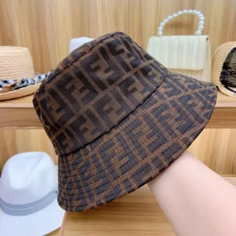 Fendi FF Monogram Premium Bucket Hat With Brand Polly Bag
