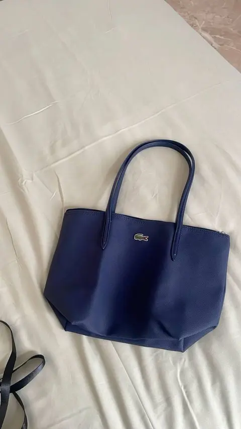 Lacoste Leather Tote Navy Premium With Original Packing