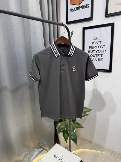 Balmain imported box pack polo tshirt grey