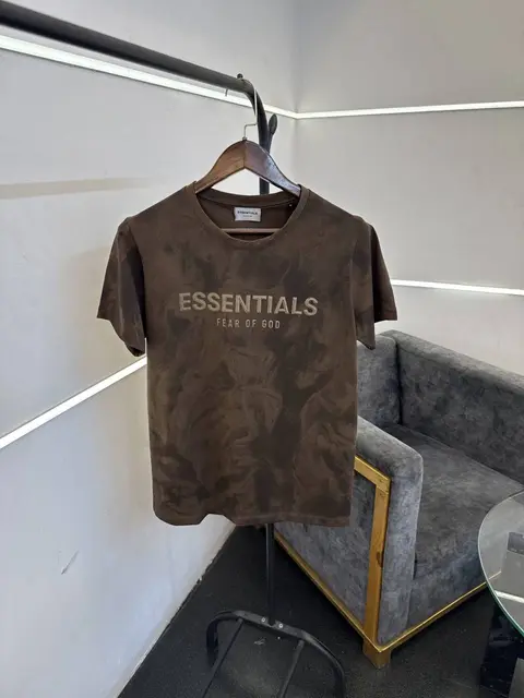 Essentials laser print imported round neck tshirt brown