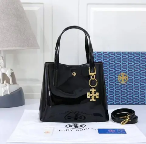 Tori Burch Medium Patent Leather SatchelBag With Charm OriginalBoxPacking