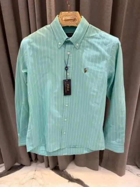 SALE Ralf Lauren Chest Logo Lining Full Sleeves Shirt Green