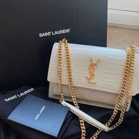 Ysl sunset Crocodile Skin 2504 Shoulder Bag With Original Box & DustCover