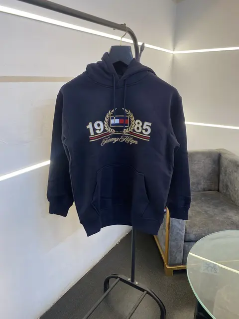 Tommy hilfigar heavy gsm inside fleece embroidery hoodie navy blue