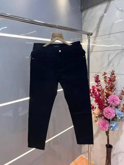 Balenciaga a Black Imported Lycra Slim Fit Ankle Lenght Denim with Embroidered Logo Sale Offer 3057