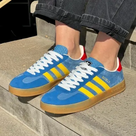 Adidas x gazelle light blue yellow