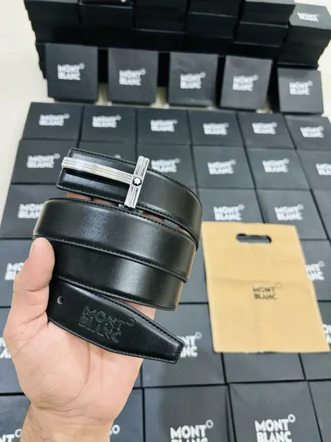 01 MONT BLANC SILVER PREMIUM QUALITY REVERSIBLE BELT WITH BOX