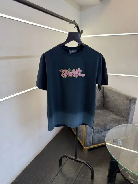 Dior Turkish imported drop shoulder over size imported round neck tshirt with patch logo c green sale