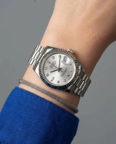 Rolex Oyester Perpetual Date Just Ladies Silver-White