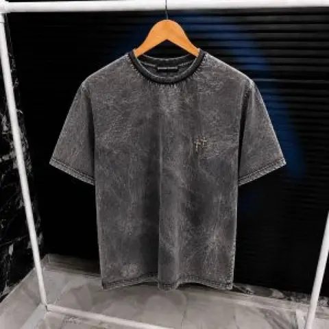 Chrome Heart Chest Logo Drop Shoulder T-shirt Grey