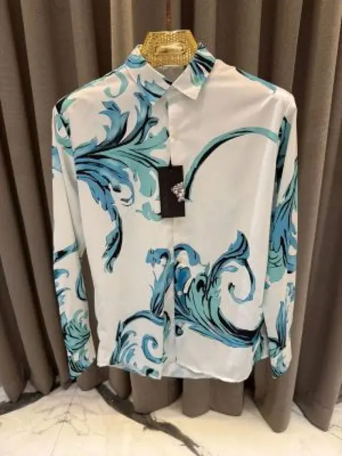 Versace Couture Full Design Shirt White Blue
