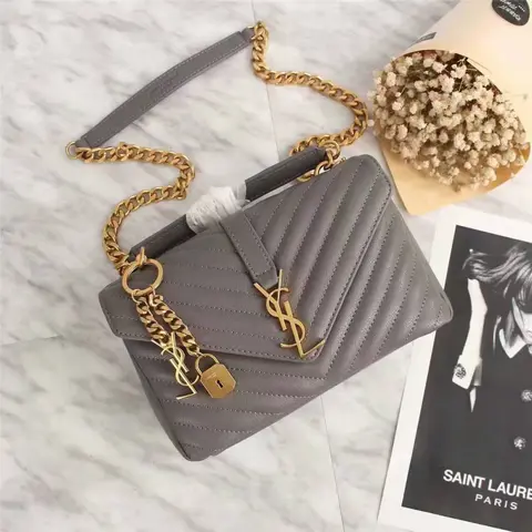 Ysl Collage Black-Silver Medium Shoulder Bag With Original Box & Dust Cover