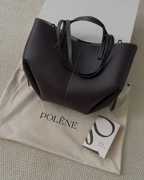 Polenne Eboney Dark Coffee Cyme Large Premium Tote With Wallet & DustCover