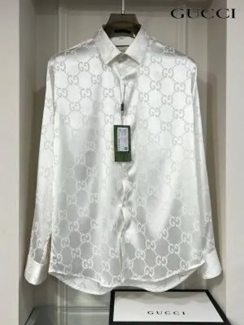 Gucci GG Full Monogram Print Full Sleeves Shirt White