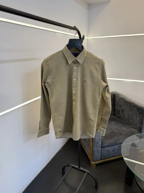 Ralph lauren beige imported denim shirt with embroidery logo on chest