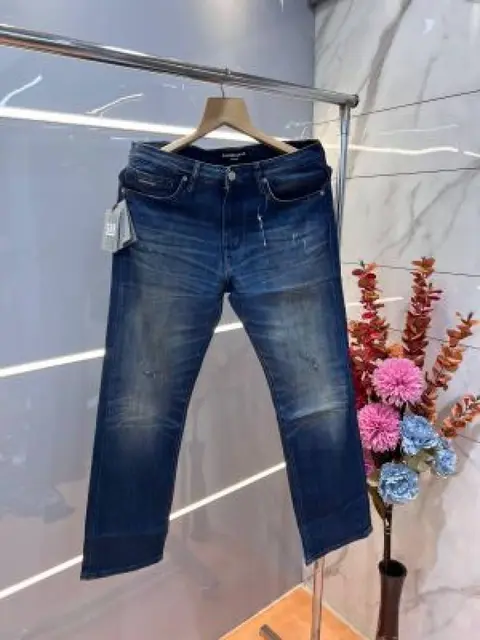 Balenciaga a Green Shade Premium Imported Stretchable Lycra Fabric Straight Fit Denim with Embroidered Logo Sale Offer 3073