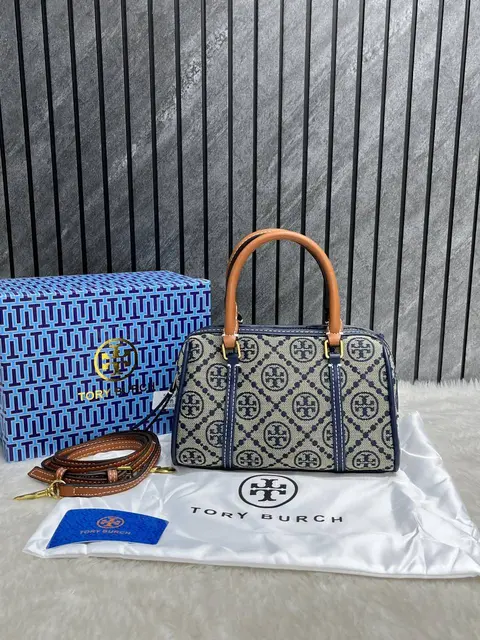 Tori Burch Mini Boston Blue With OriginalBox DustCover