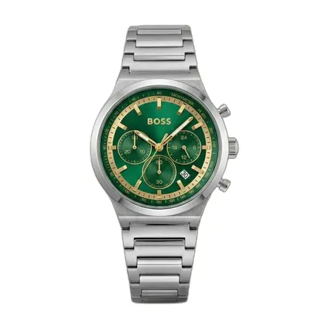 Boss Candor Chronograph Silver-Green - front view