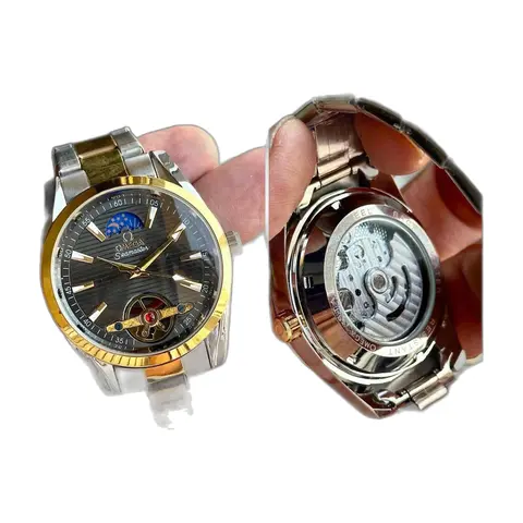 Omega TwoTone BlackDial Battery - front view